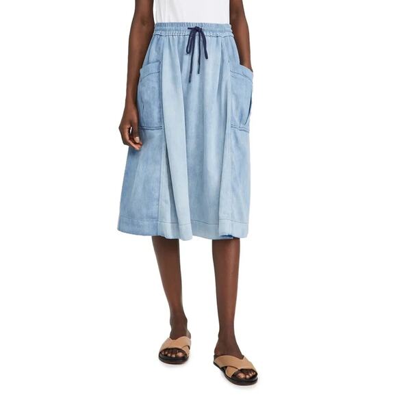 Closed Skirt Womens Small Blue Denim Midi Patch Boho Retro Flowy Gorpcore Cargo - Picture 1 of 12